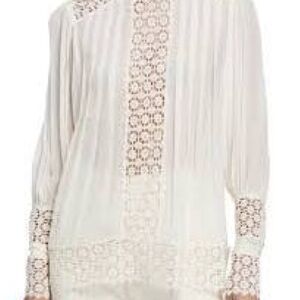 Zimmermann Resistance Smock Silk Lace Blouse Off white  Size 2 Medium